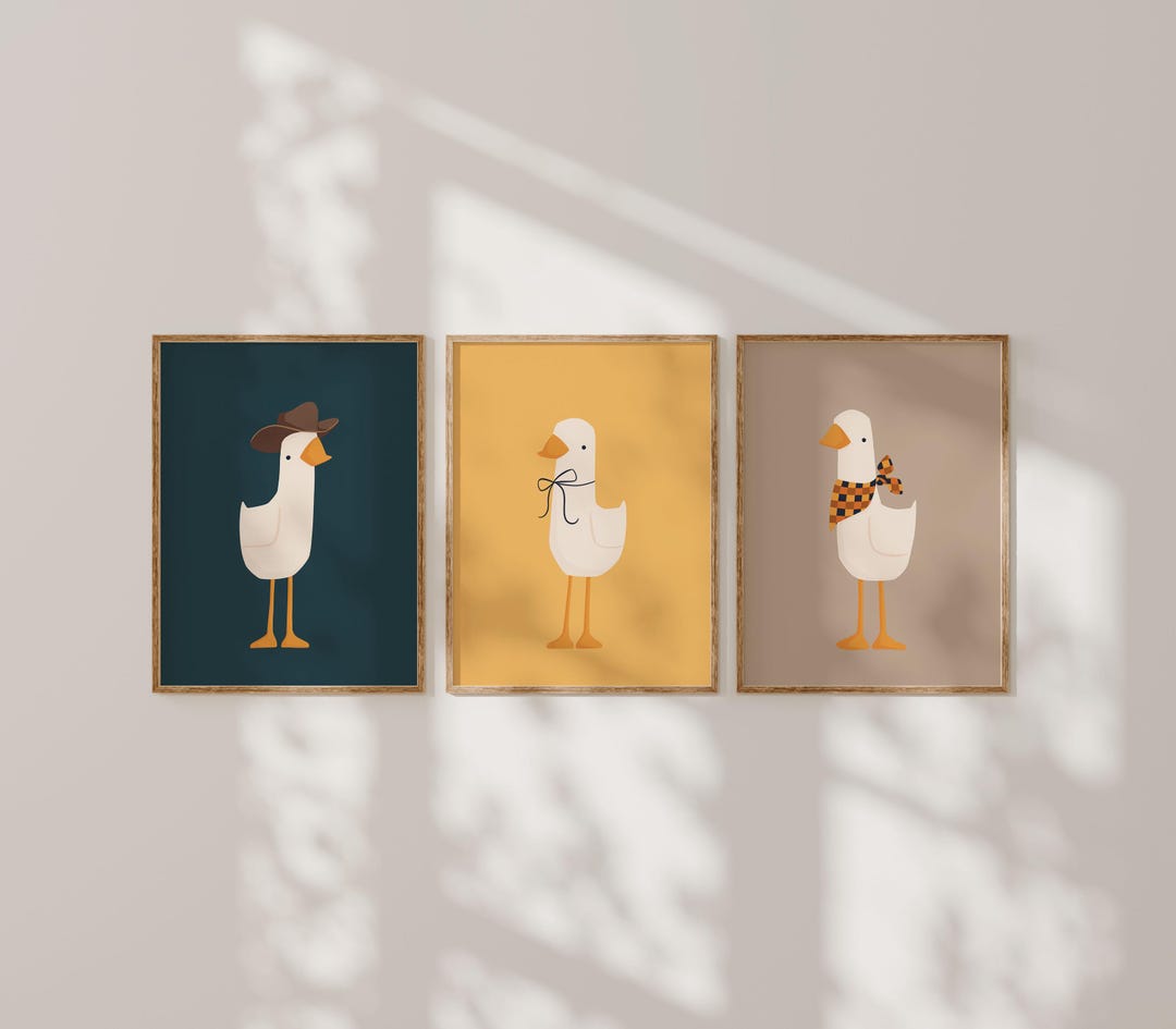 Silly Goose Wall Art | Colourful Nursery Decor | Sweet Goose Print Set ...
