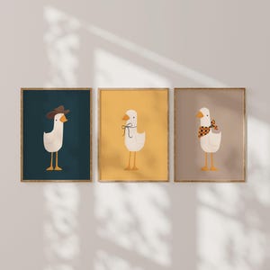 Silly Goose Wall Art | Colourful Nursery Decor | Sweet Goose Print Set | Nursery | Printable Wall Art | Children's Room | Instant Download image 1