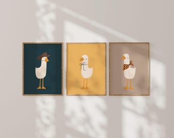 Silly Goose Wall Art | Colourful Nursery Decor | Sweet Goose Print Set | Nursery | Printable Wall Art | Children's Room | Instant Download