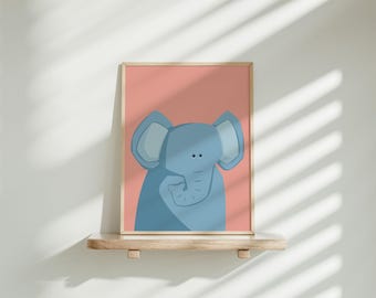 Elephant Wall Art | African Animal Poster | Jungle Animal Print | Colourful Kids Art | Cute Elephant | Nursery Wall Decor | Instant Download