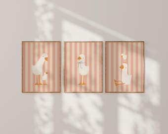 Silly Goose Wall Art | Pink Nursery Decor | Sweet Goose Print Set | Nursery | Printable Wall Art | Children's Room | Instant Download