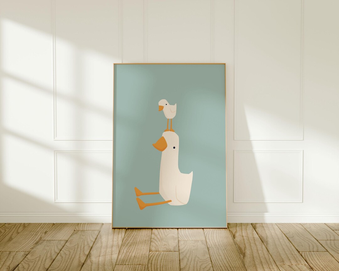 Silly Goose Wall Art | Pink Nursery Print | Mama and Baby Goose ...