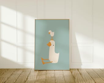 Silly Goose Wall Art | Pink Nursery Print | Mama and Baby Goose | Nursery Decor | Printable Wall Art | Children's Room | Instant Download
