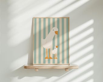 Silly Goose Wall Art | Blue Nursery Decor | Mama and Baby Goose | Nursery Decor | Printable Wall Art | Children's Room | Instant Download