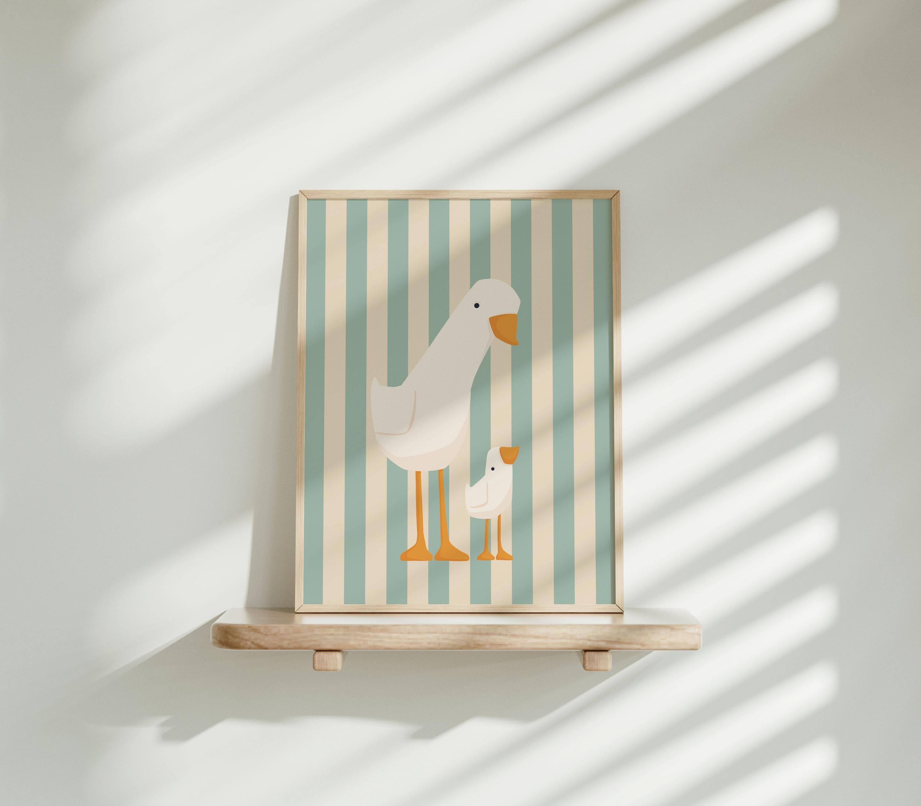 Silly Goose Wall Art | Blue Nursery Decor | Mama and Baby Goose ...