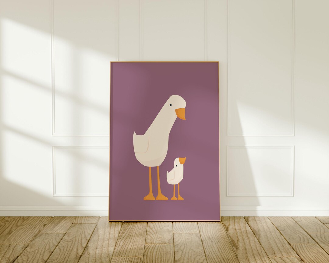 Silly Goose Wall Art | Pink Nursery Print | Mama and Baby Goose ...