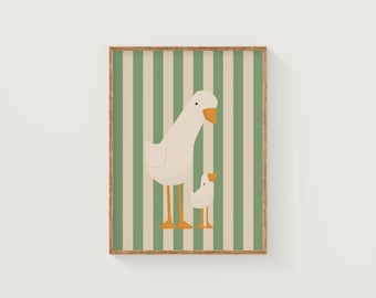 Silly Goose Wall Art | Green Nursery Decor | Mama and Baby Goose | Nursery Decor | Printable Wall Art | Children's Room | Instant Download