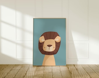 Lion Wall Art | Lions and Tigers and Bears OH MY! | Colourful Kid's Wall Art | Cute Lion | Nursery Decor | Printable Instant | Download