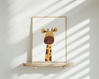 Giraffe Wall Art | African Animal Poster | Jungle Animal Print | Colourful Kid's Art | Cute Giraffe | Nursery Wall Decor | Instant Download