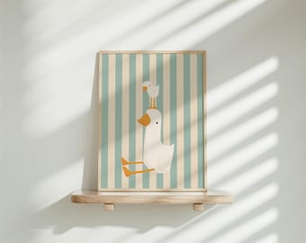 Silly Goose Wall Art | Blue Nursery Decor | Mama and Baby Goose | Nursery Decor | Printable Wall Art | Children's Room | Instant Download