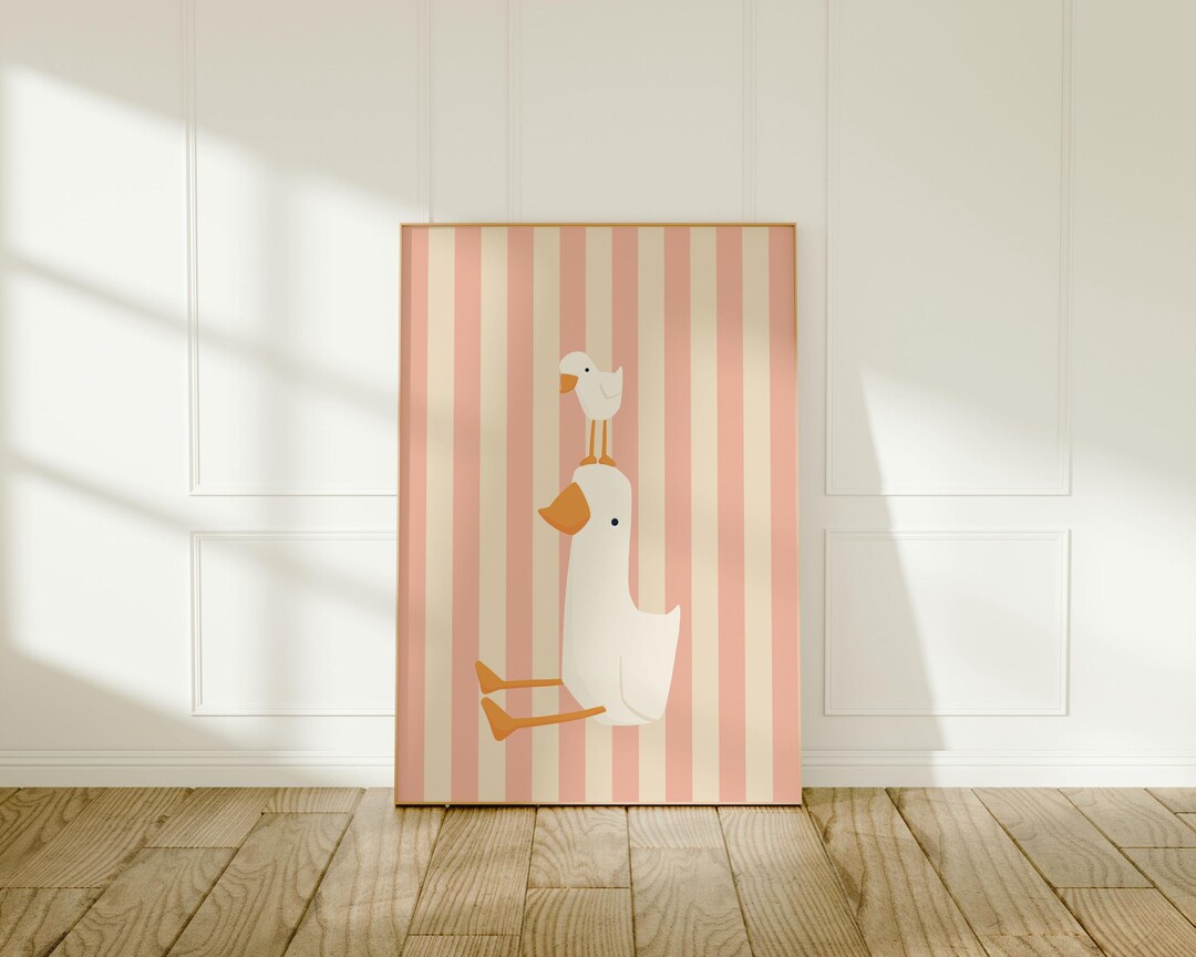 Silly Goose Wall Art | Pink Nursery Decor | Mama and Baby Goose ...