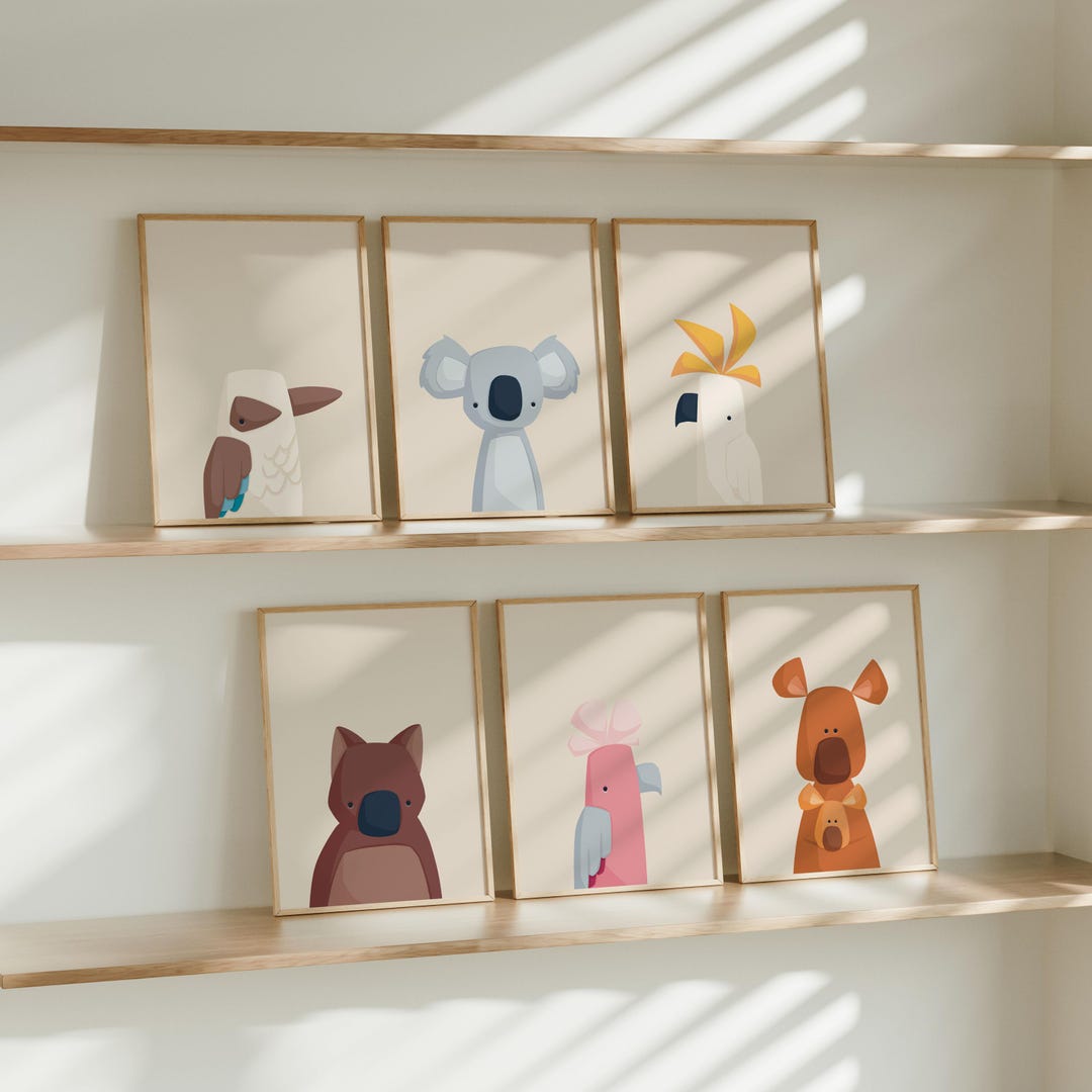 Australian Animal Nursery Wall Art Set | Colourful Aussie Animals Kids ...