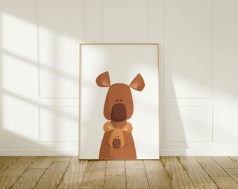 Sztuka ścienna z kangurem | Plakat ze zwierzętami australijskimi | Zwierzęta australijskie | Kolorowa sztuka dla dzieci | Uroczy kangur | Dekoracja ścienna do pokoju dziecięcego | Natychmiastowe pobranie