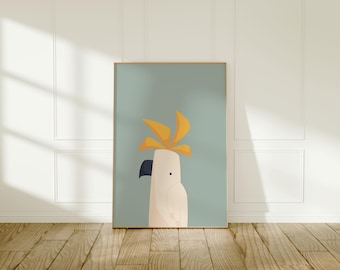 Arte de pared de cacatúa / Póster de animales australianos / Animales australianos / Arte infantil colorido / Cacatúa linda / Decoración de pared para guardería / Descarga instantánea