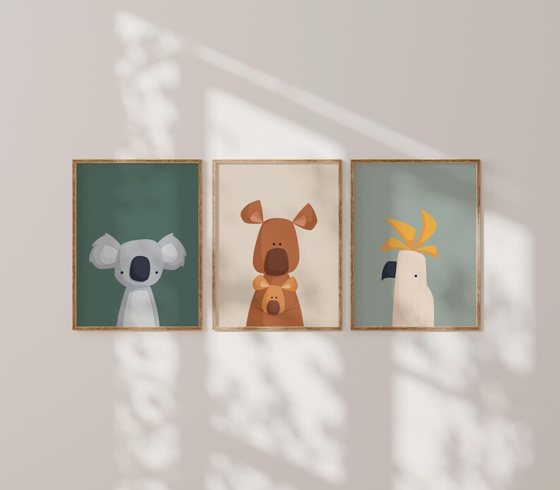 Australian Animal Wall Art Set | Aussie Animals Nursery Prints | Koala ...