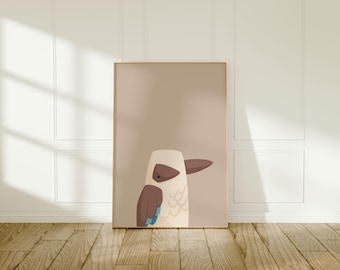 Arte mural de kookaburra / Póster de animales australianos / Animales australianos / Arte infantil colorido / Impresión australiana / Decoración de pared para guardería / Descarga instantánea
