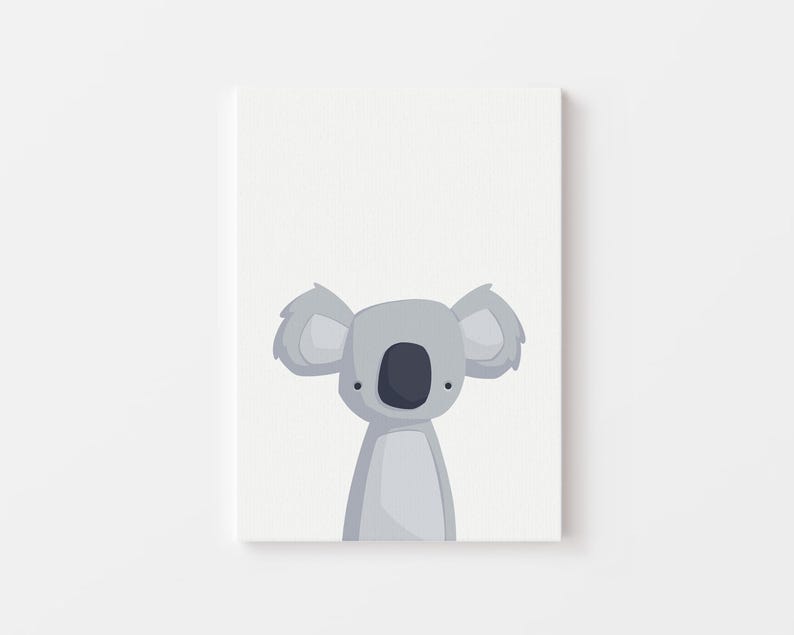 Puede incluir: Una ilustraci&oacute;n simple de un koala gris con ojos negros sobre un fondo blanco.