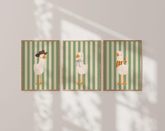 Silly Goose Wall Art | Green Nursery Decor | Cowboy Goose Print | Printable Nursery Wall Art