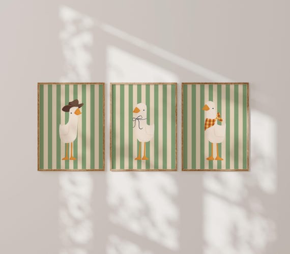 Silly Goose Wall Art | Green Nursery Decor | Cowboy Bow Bandana Goose | Nursery | Printable Wall Art | Children's Room | Instant Download