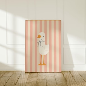Silly Goose Wall Art | Pink Nursery Decor | Bow Goose | Nursery Wall Decor | Printable Wall Art | Children&#39;s Room | Instant Download