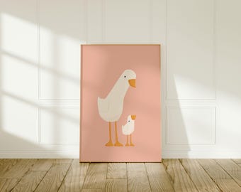 Silly Goose Wall Art | Pink Nursery Print | Mama and Baby Goose | Nursery Decor | Printable Wall Art | Children's Room | Instant Download