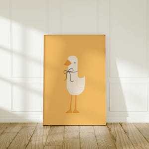 Silly Goose Wall Art | Yellow Nursery Print | Bow Goose | Nursery Wall Decor | Printable Wall Art | Children&#39;s Room | Instant Download