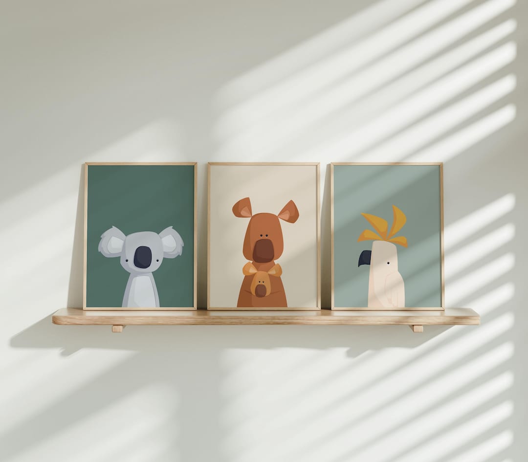 Australian Animal Wall Art Set | Aussie Animals Nursery Prints | Koala ...