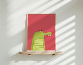 Crocodile Wall Art | African Animal Poster | Jungle Animal Print | Colourful Kid's Art | Cute Croc | Nursery Wall Decor | Instant Download