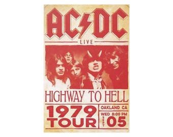 Framed ACDC Angus Young Illustration Poster AC/DC Vintage - Etsy