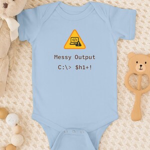 Messy Output Infant Romper - Funny Programmer Newborn Bodysuit, Software Engineer Gift, Geeky Tech Baby Shower Outfit, Nerdy Clothing