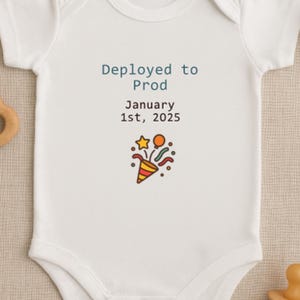 Custom Birthdate Deployed to Prod Personalized Baby Romper - Bodysuit for Tech Parents, Funny Programmer Baby Gift, Developer Newborn Outfit