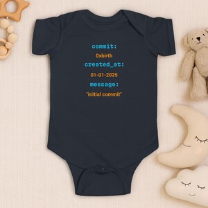 Custom Baby Birthdate Outfit - Initial Commit Newborn Bodysuit - Programmer Dad Gift - Tech Themed Infant Romper - Geeky Shower Idea