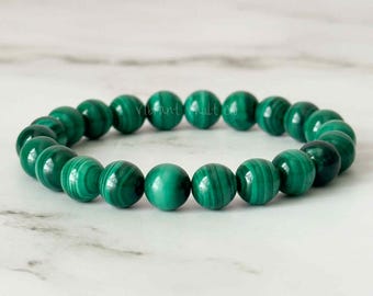 8 mm Malachit Stretch Armband Heilstein Perle Schmuck Meditation Geschenk für Frauen Naturstein Gummiband Alltag Schmuck