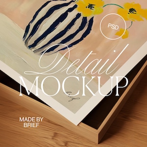 Close Up Frame Mockup | Flatlay Print Detail Mockup | Close Up Mockup | ISO A DIN Ratio | PSD Photoshop Photopea Mockup | Minimal Modern