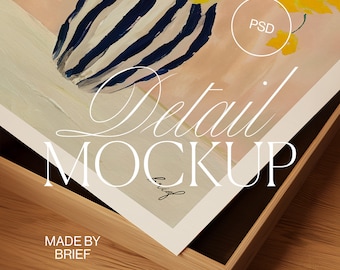 Close Up Frame Mockup | Flatlay Print Detail Mockup | Close Up Mockup | ISO A DIN Ratio | PSD Photoshop Photopea Mockup | Minimal Modern