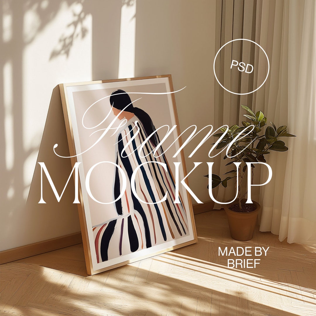 Frame Mockup on Floor | ISO A DIN Ratio | Thin Wood Frame | PSD ...