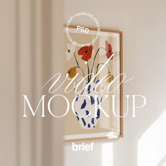 Vertical Frame Video Mockup | Vertical Frame Mockup Video Mobile | Poster Mockup Video | Animated PSD Mockup Reel Minimal Aesthetic