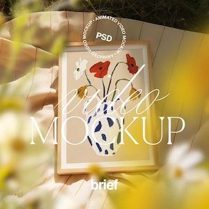 Rahmen Video Mockup | Frühling Sommer Rahmen Mockup Video Mobile Vertikal | Poster Mockup Video | Animiertes PSD Mockup Outdoor Sonnenblumen DIN A4