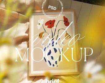 Frame Video Mockup | Spring Summer Frame Mockup Video Mobile Vertical | Poster Mockup Video | Animated PSD Mockup Outdoor Sun Flowers DIN A