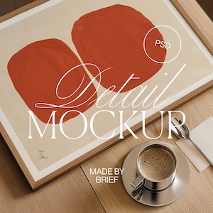 Nahaufnahme Rahmen Mockup | Flatlay Rahmen Mockup | Rahmen Auf Tisch Mockup | Rahmen Mit Kaffee | ISO DIN Verhältnis | PSD Photoshop Photopea Mockup