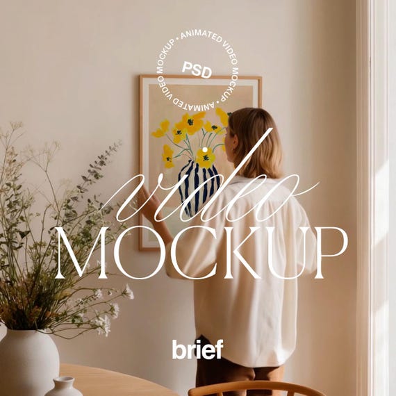 Video Mockup With Person | Frame Mockup Video Reel Vertical Mobile | Print Poster Mockup Video | Animated PSD Mockup | Interior Home DIN A