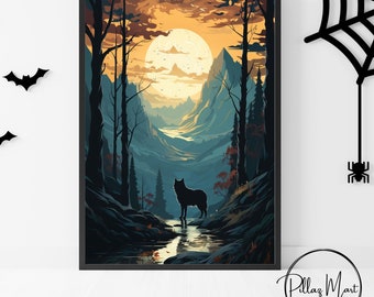 Wolf Wall Art, Artistic Halloween Wall Art