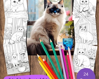 Cat Coloring Pages, 24 Unique Coloring Pages of Adorable Cats