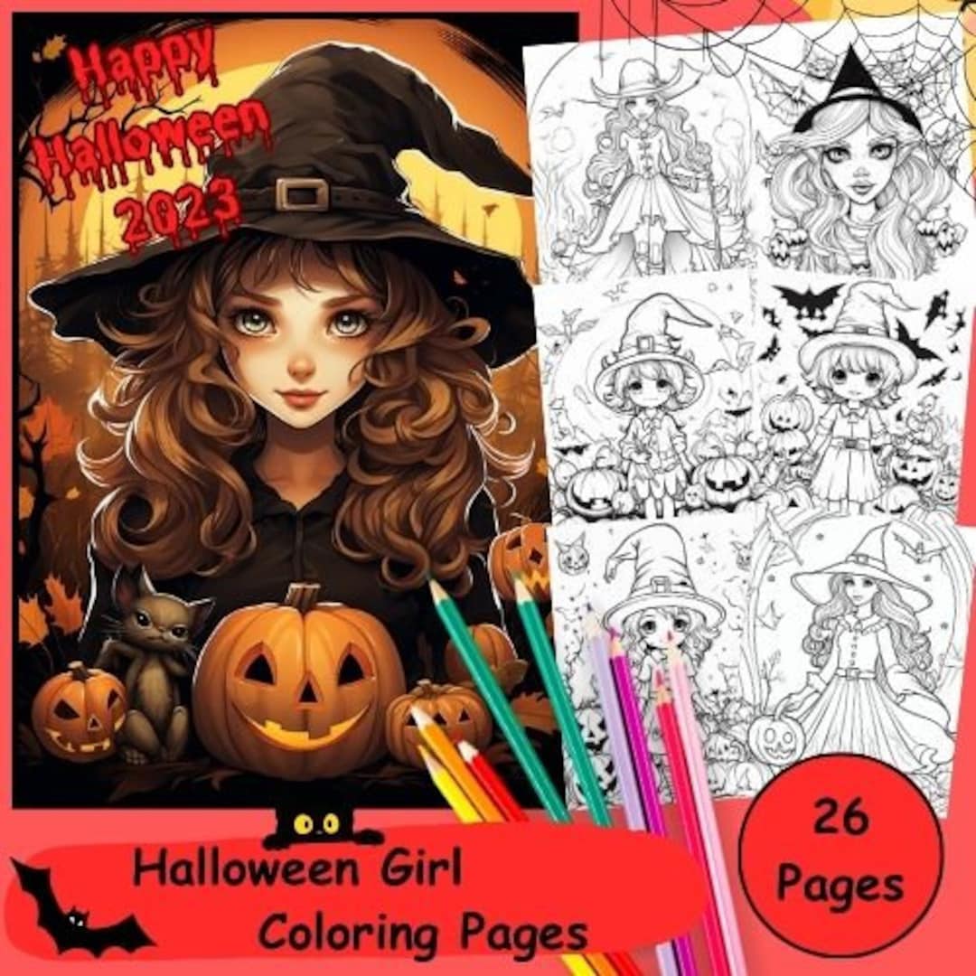 Halloween Girl Coloring Pages, Halloween Witch Coloring Pages ...