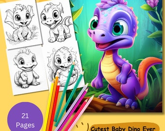 Baby Dinosaur Coloring Pages for Kids, 21 Coloring Pages of Baby Dinosaur