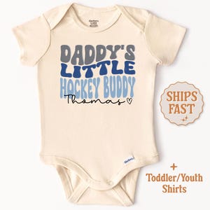 Custom Hockey Buddy Onesie® Daddy's Little Hockey Buddy Onesie® For Baby Boy Baby Hockey Outfit Baby Hockey Bodysuit Hockey Lover Baby Gifts