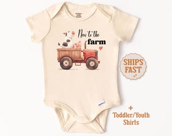 Farm Baby Onesie® New To The Farm Onesie® Tractor Baby Onesie® Farm Baby Outfit Farm Baby Boy Clothes Farm Baby Bodysuit Farmer Baby Shower