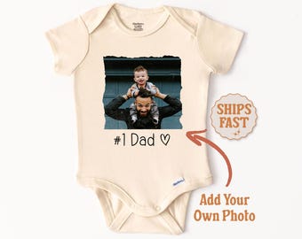 Number One Dad Onesie® Father's Day Onesie® Custom Photo Dad Onesie® Personalized Dad Baby Outfit Funny Dad Baby Bodysuit #1 Dad Baby Outfit