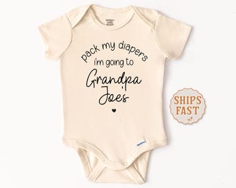 Custom Funny Grandpa Baby Onesie® Pack My Diapers I'm Going to Grandpa's Baby Onesie® Grandpa Name Baby Bodysuit For Fathers Day Baby Outfit