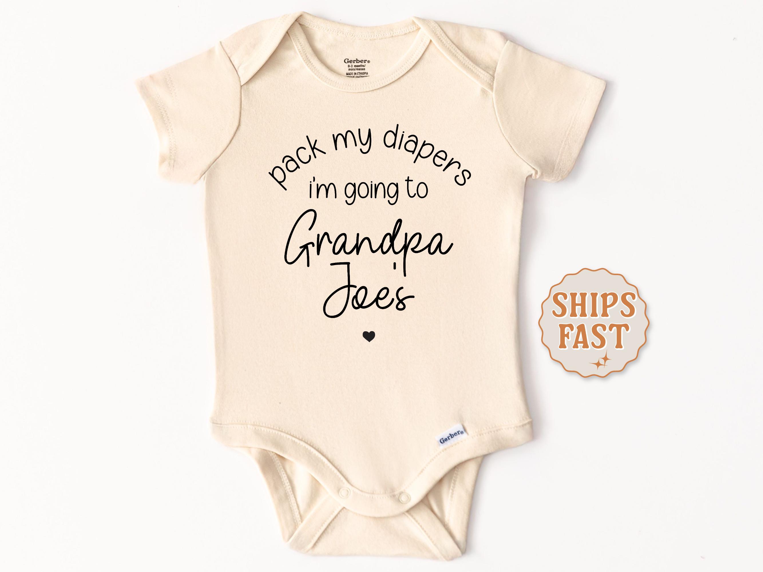 Custom Funny Grandpa Baby Onesie® Pack My Diapers I'm Going to Grandpa's Baby Onesie® Grandpa Name Baby Bodysuit For Fathers Day Baby Outfit